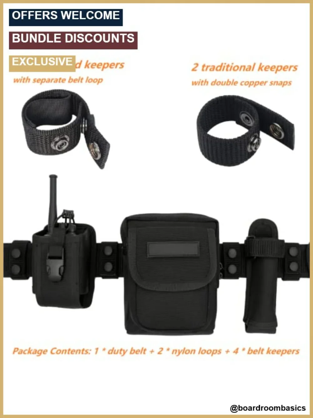 Nylon Police Duty Belt Heavy Duty Stiff Utility Belt with 4 Keepers Law